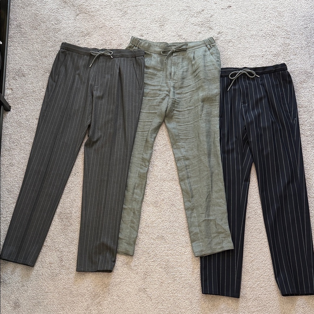 Suit Supply drawstring linen and wool dress pants